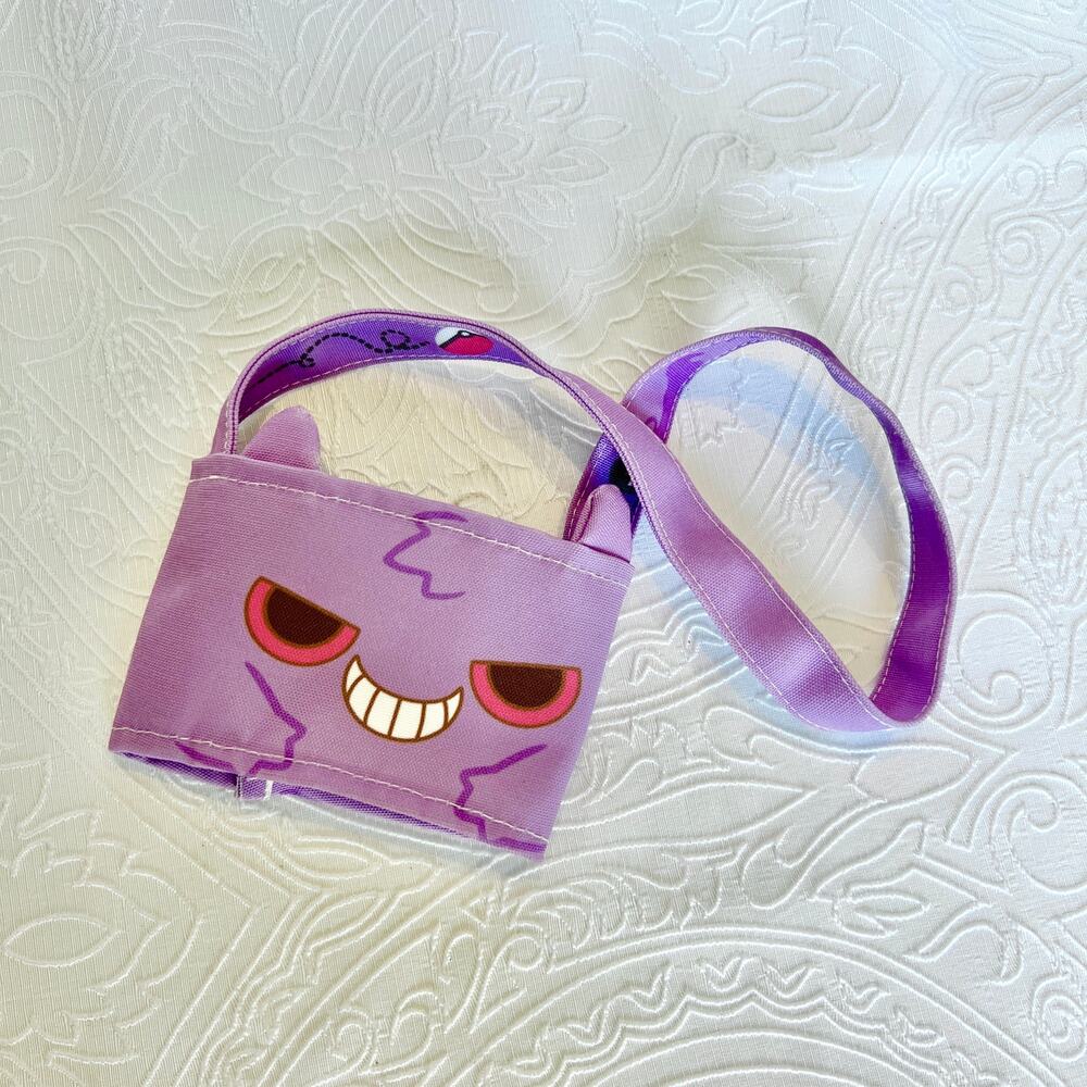 Pokemon Gengar Cup Holder Bag Purple Ghost Drink Sleeve Tote Coffee Boba Bag